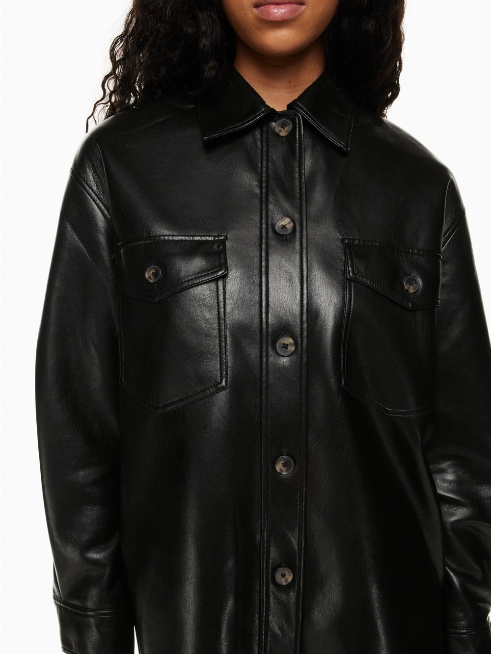 TRUTH by Republic Black Faux Leather Shirt / Jacket L